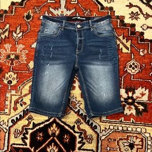 Xray Jeans Dark Blue Distressed Denim Shorts Size 32